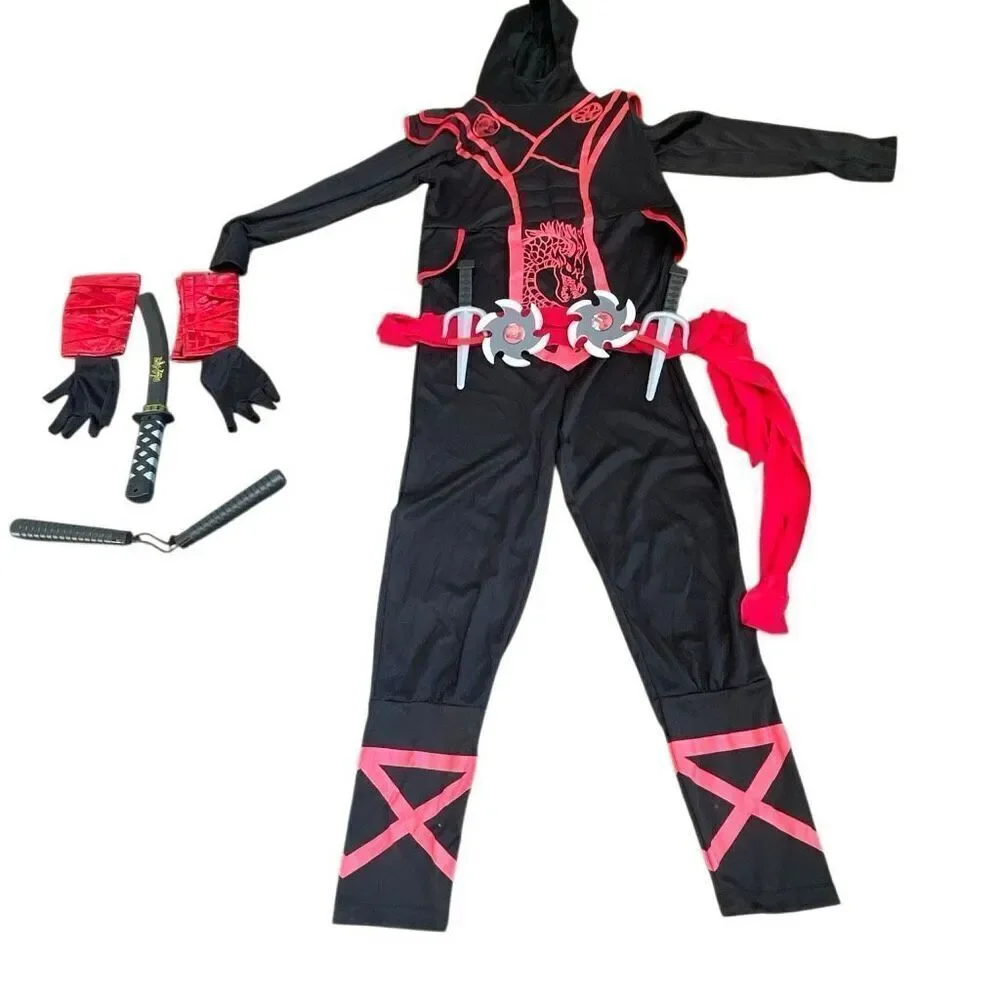 Spooktacular Creations Ninja Costume Black/Red Kids Size XL (12-14)